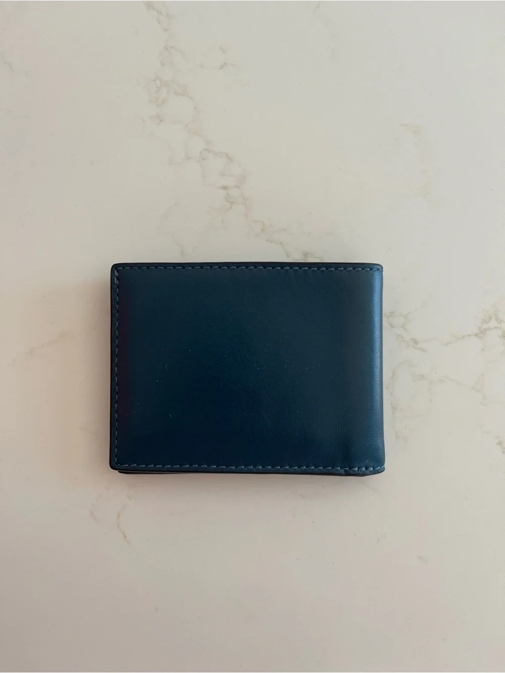 Coach Men's Teal Leather Bifold Wallet with Logo Patch